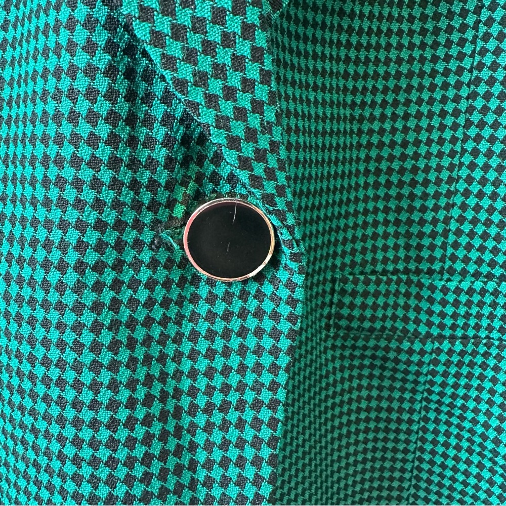 Pendleton 100% Virgin Wool Kelly Green Houndstooth Blazer 20W - Picture 3 of 8